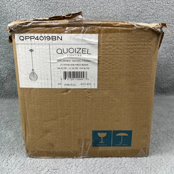 Quoizel Genie 1 Light Pendant Hanging Fixture Brushed Nickel Ceiling QPP4019BN 1 - Picture 7 of 8